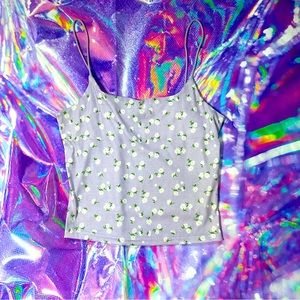 Floral crop tank top purple